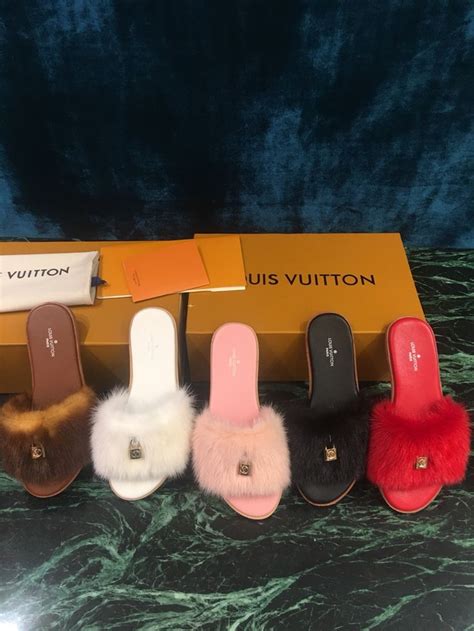 louis vuitton slippers fluor|louis vuitton fluffy slippers price.